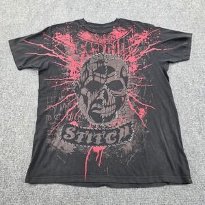 Tapout Stitch Duran Graphic T Shirt Mens Large Black Skull Horror MMA Y2K